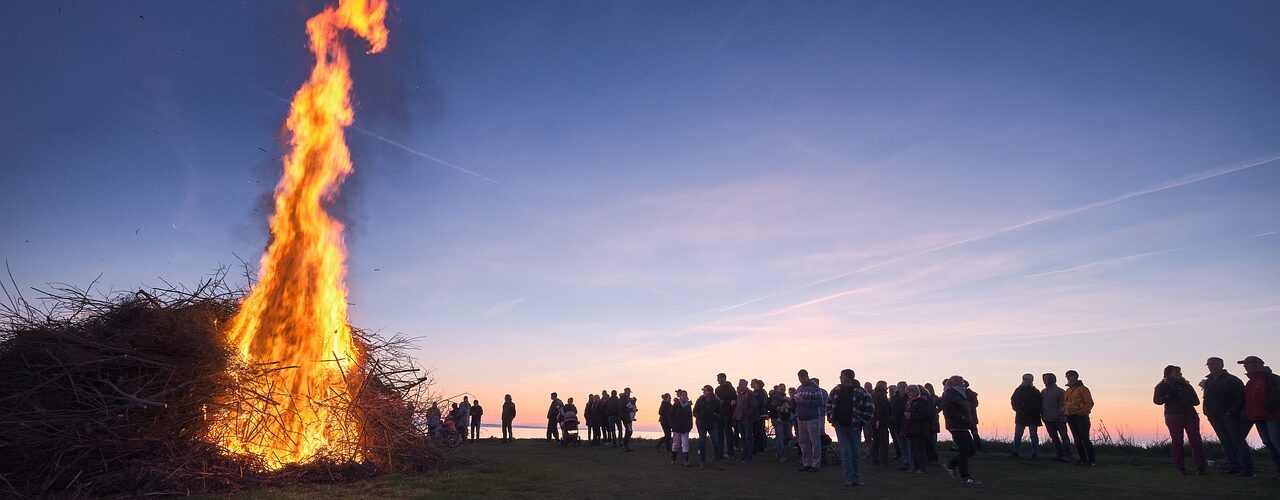 easter fire, night shot, fire